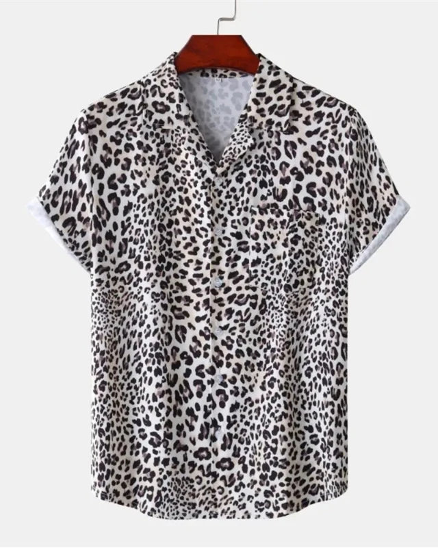 short sleeve leopard animal print shirt