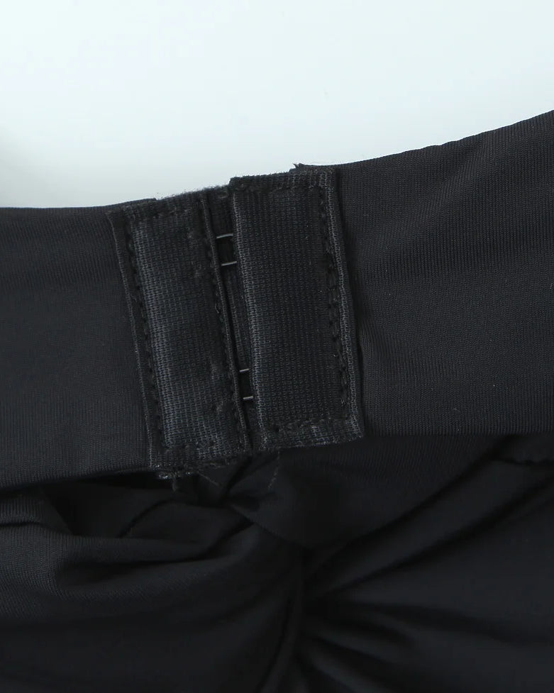 black Backless Ruched Top