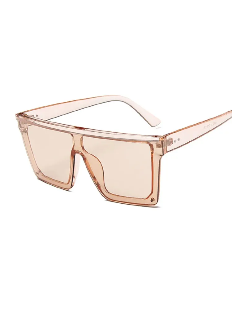 Lunettes de Soleil Carrées Oversize Beige