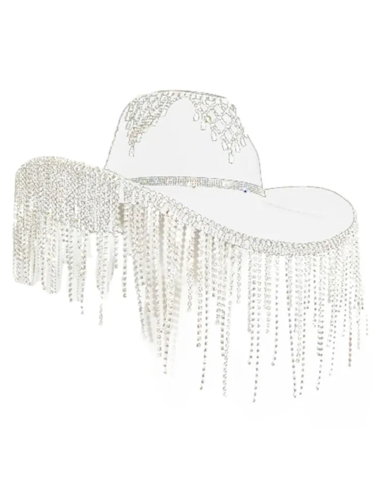 Sombrero de vaquera blanco con pedrería Beyoncee