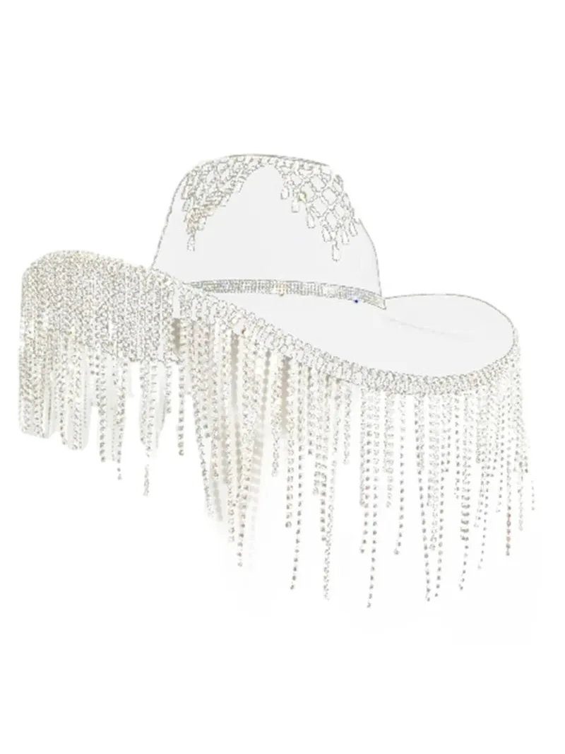 Sombrero de vaquera blanco con pedrería Beyoncee