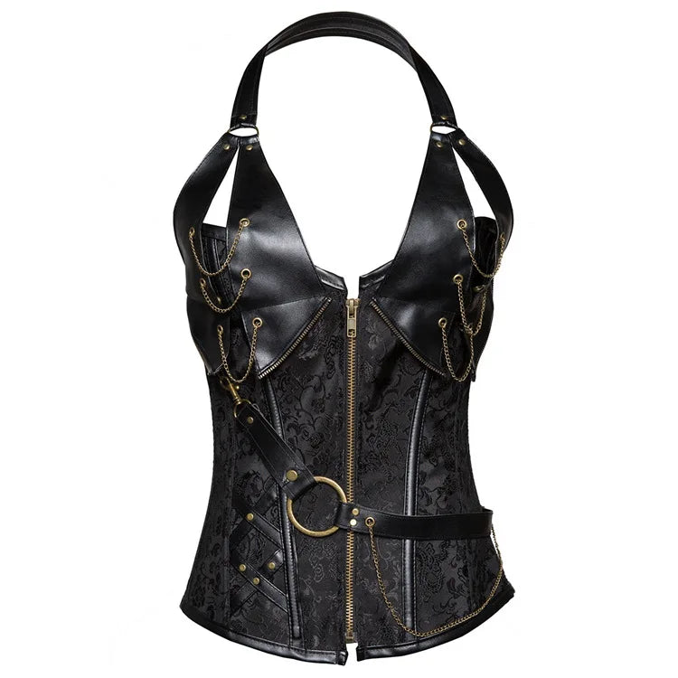 Black Costumes Faux Leather Top
