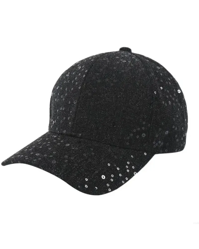 Gorra Negra de Lentejuelas Brillantes para Festival