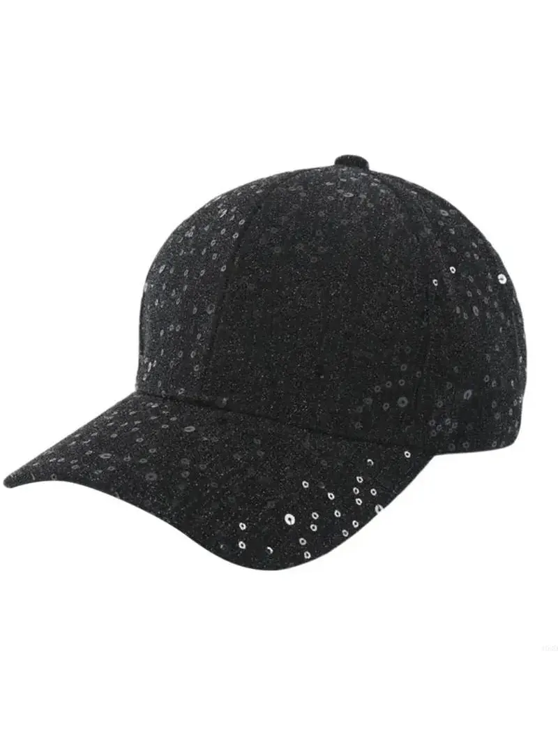 Gorra Negra de Lentejuelas Brillantes para Festival