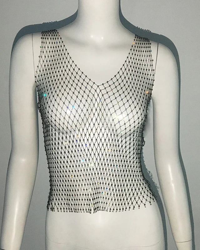 Black Fishnet Top Tank
