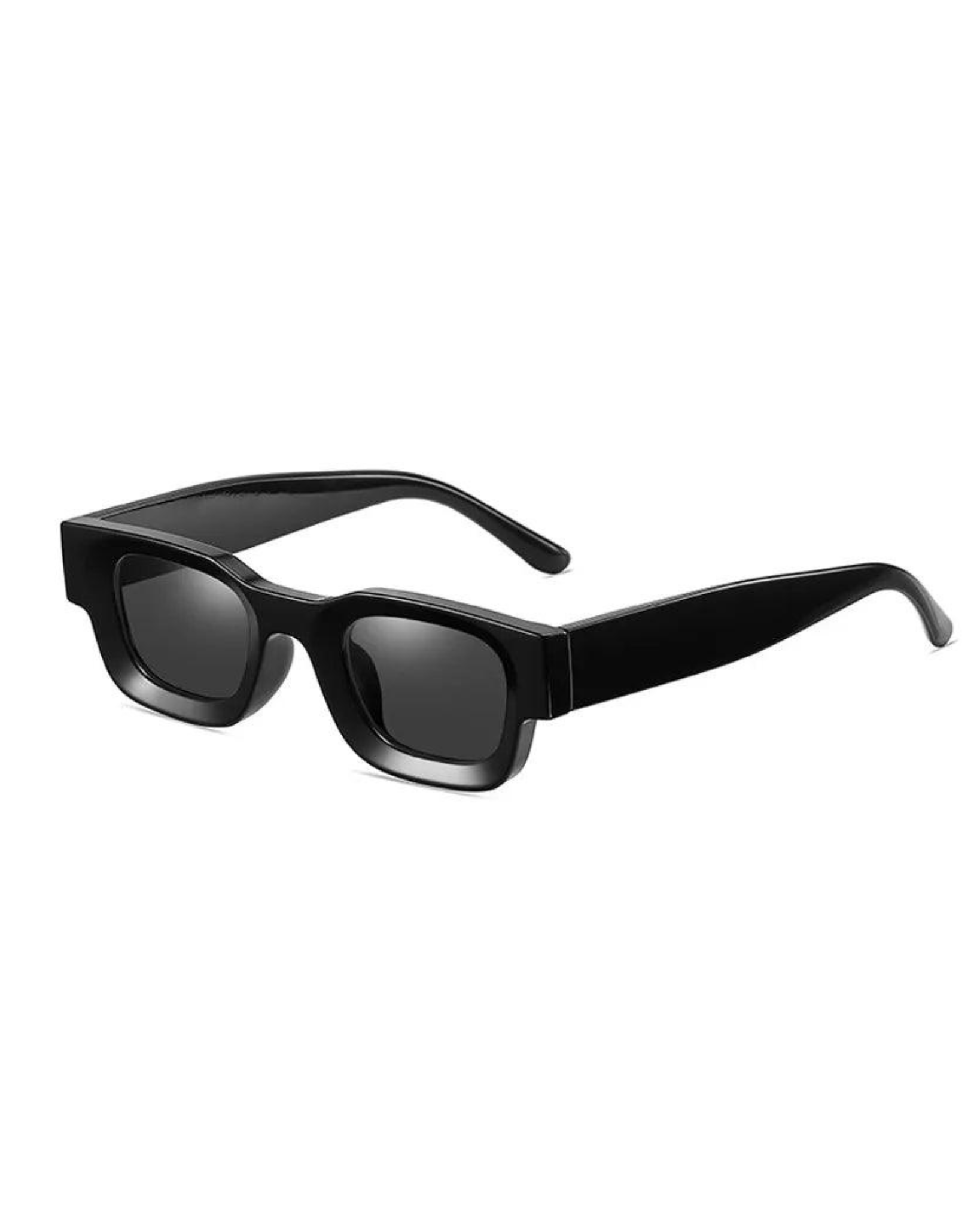 Black Lens Modern Thick Rectangular Sunglasses with UV-400 lens protection and anti-scratch coating.