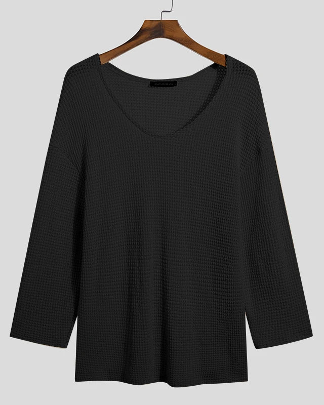 Black Long Sleeve Thin Knitted Sweater