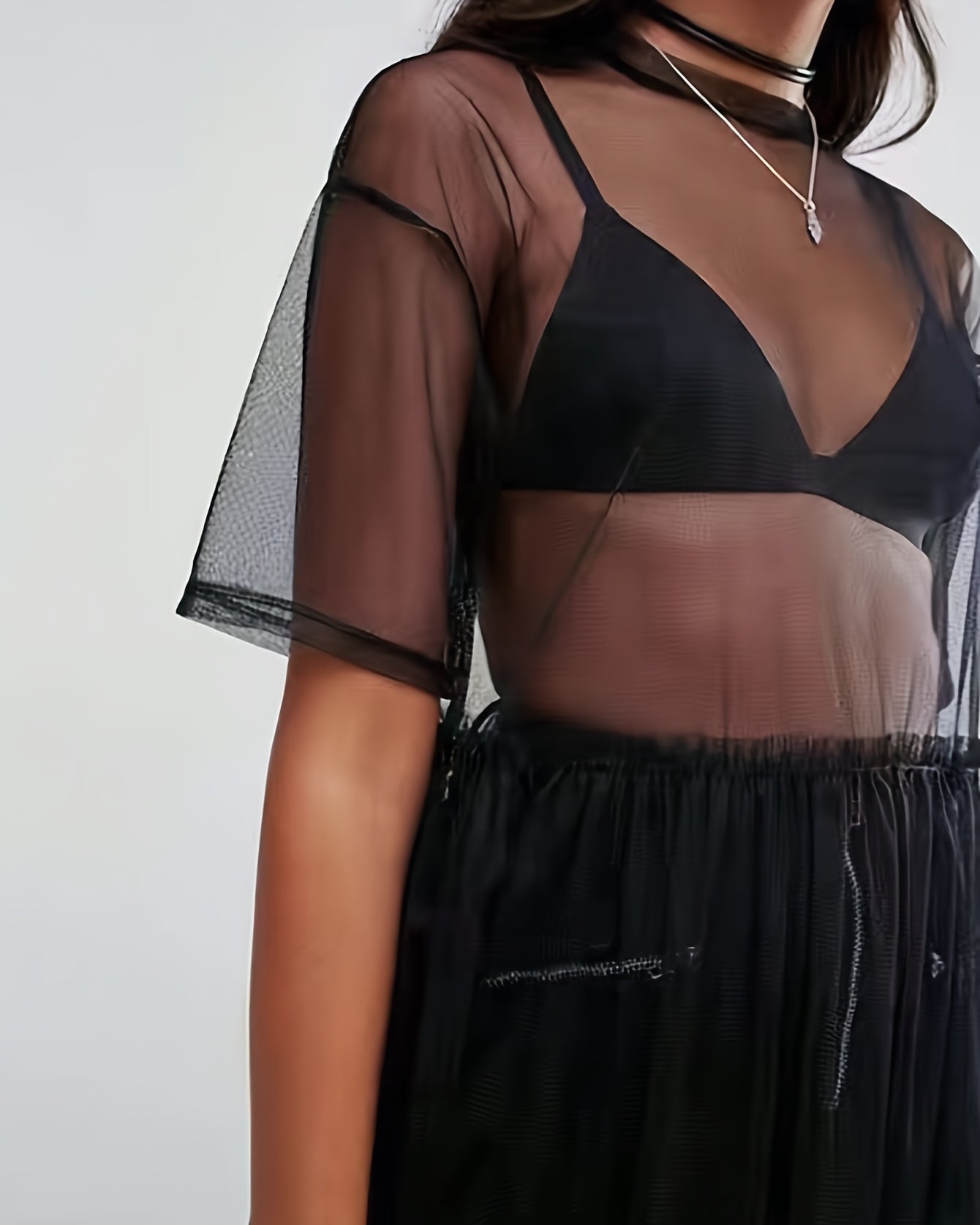 Black Mesh Sheer Dress