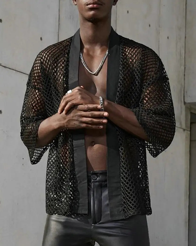 Black Sheer Loose Knit Cardigan