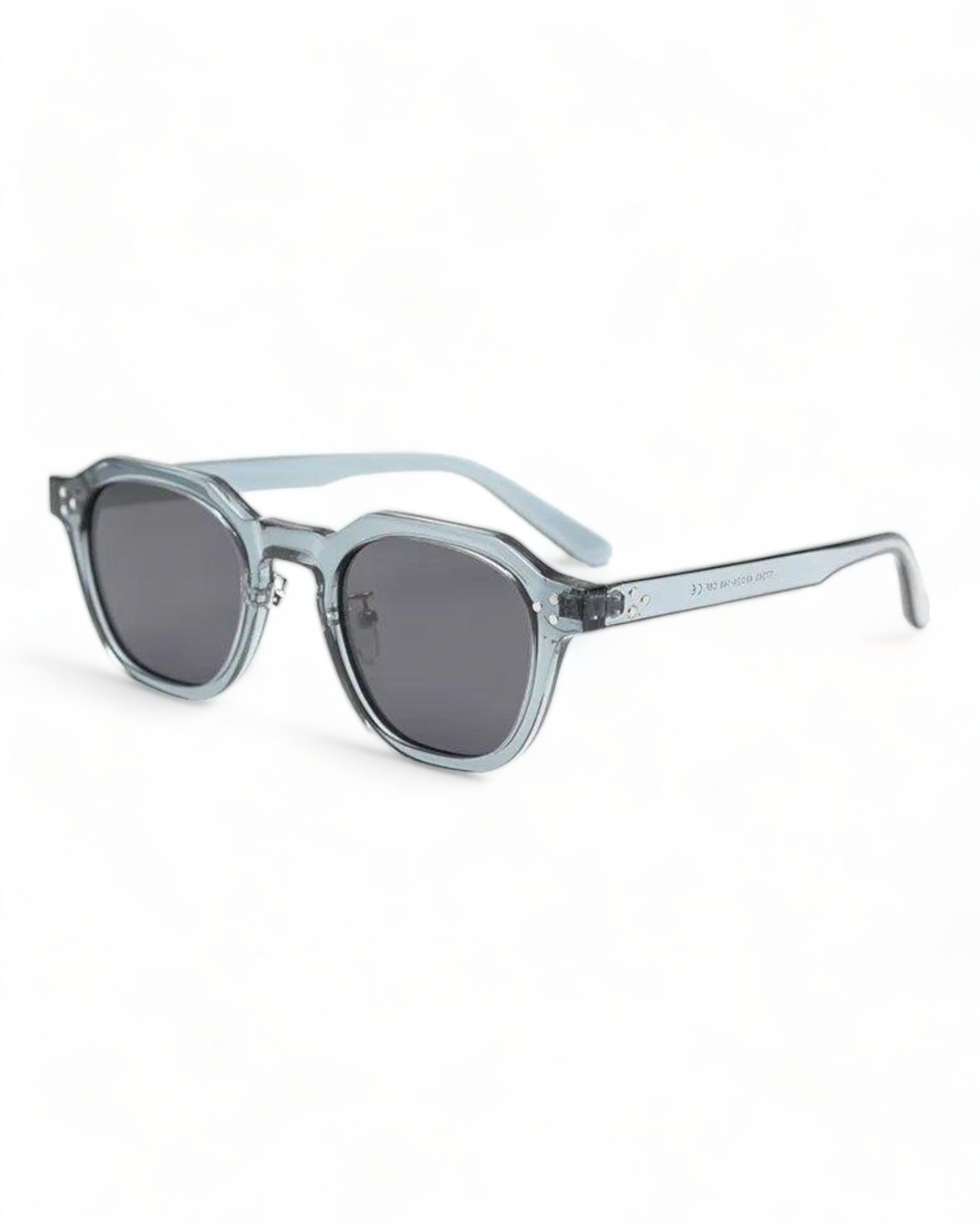 Retro Korean Style Polarized Polygon Sunglasses in light blue with dark lenses.