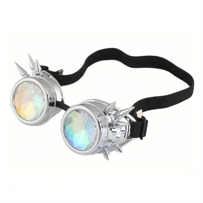 Bright Silvery Steampunk Kaleidoscope Glasses