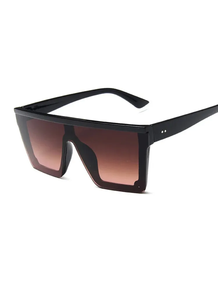 Lunettes de Soleil carrées surdimensionnées à verres marron
