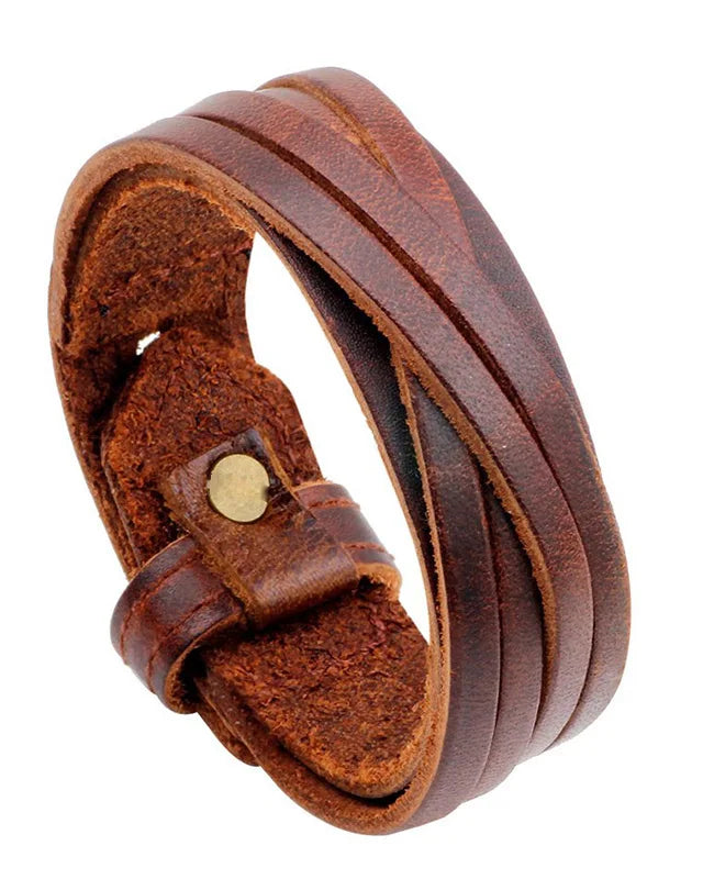 Brown Vintage Punk Leather Bracelet