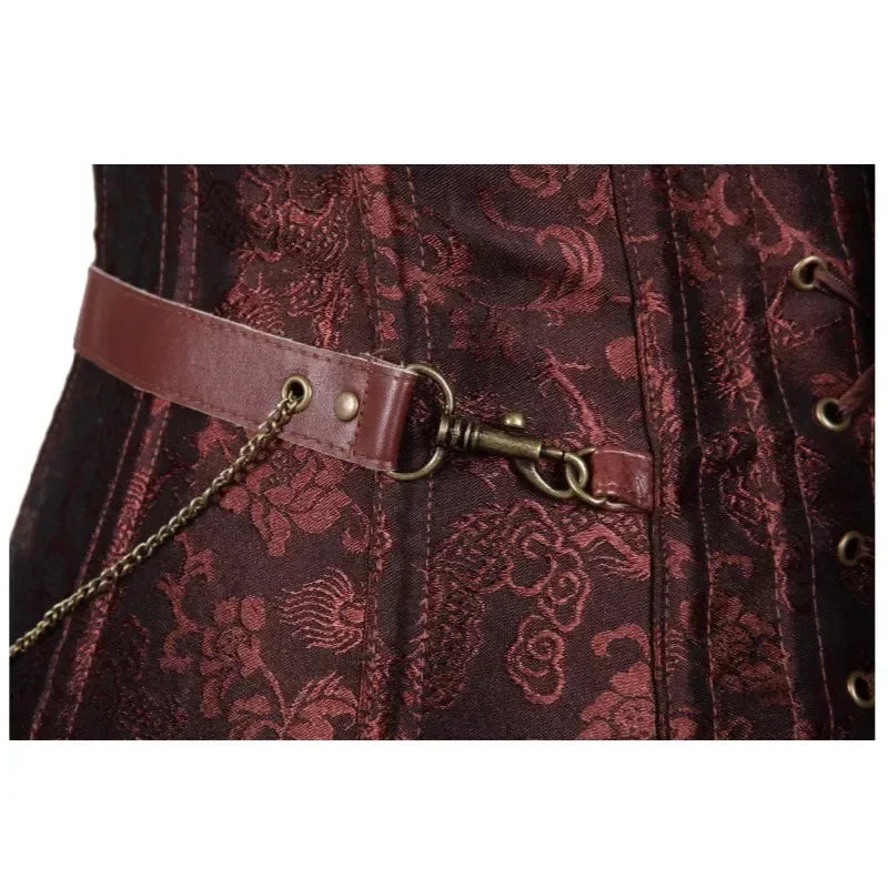 Close-up of the Costumes Faux Leather Top featuring intricate detailing and a chic edgy design.