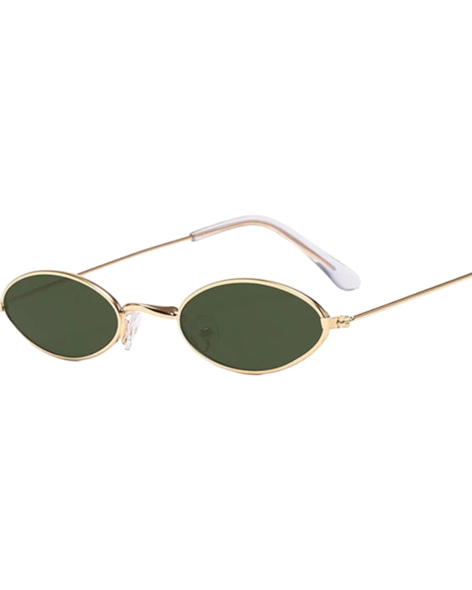 green lens gold frame Retro Oval Sunglasses