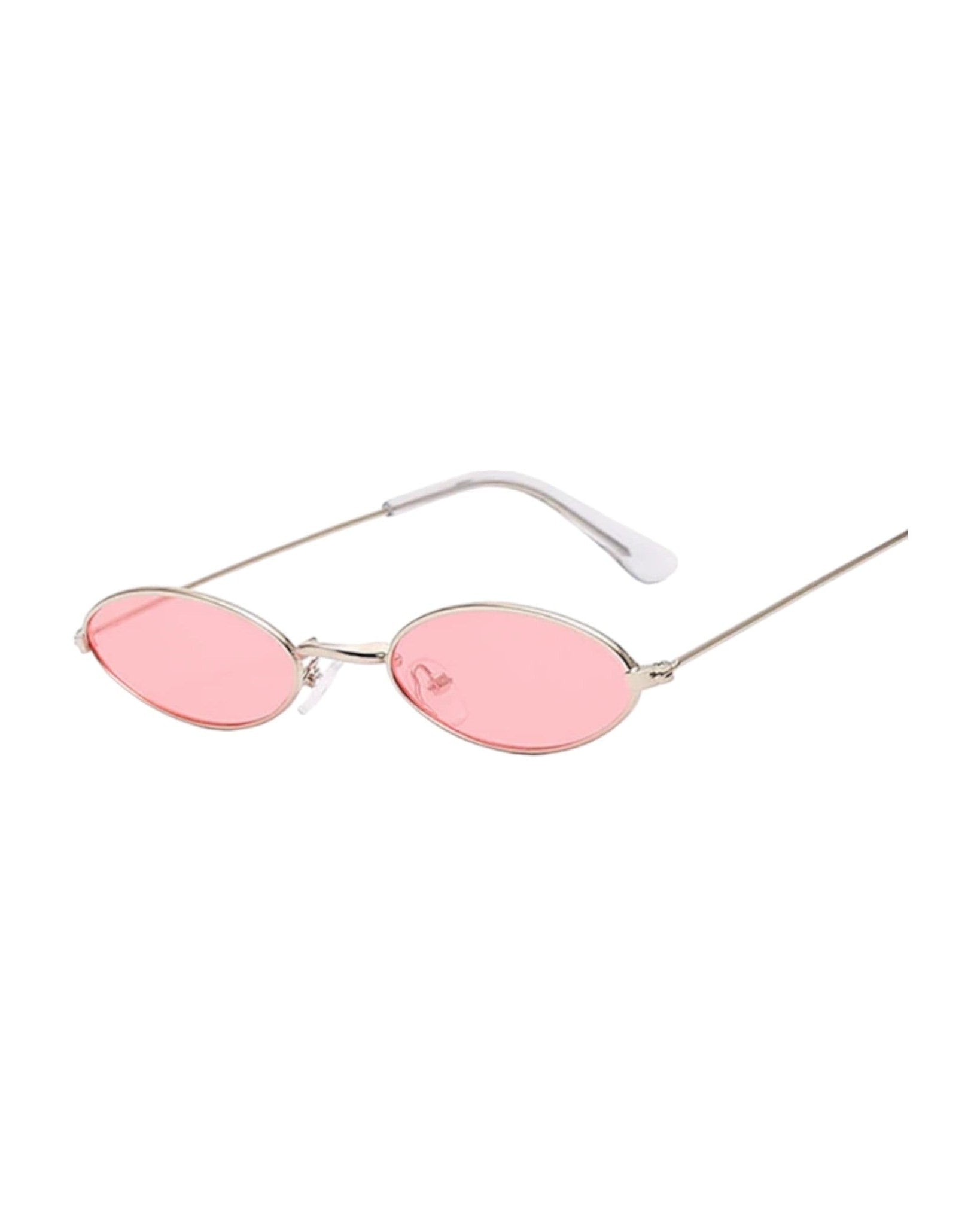 pink lens gold frame Retro Oval Sunglasses