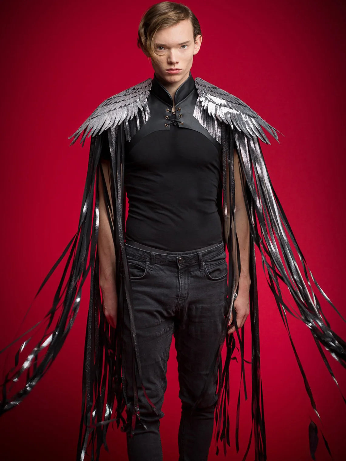 Cosplay Long Tassel Wings with shimmering sequins and flowing tassels for dramatic festival looks.