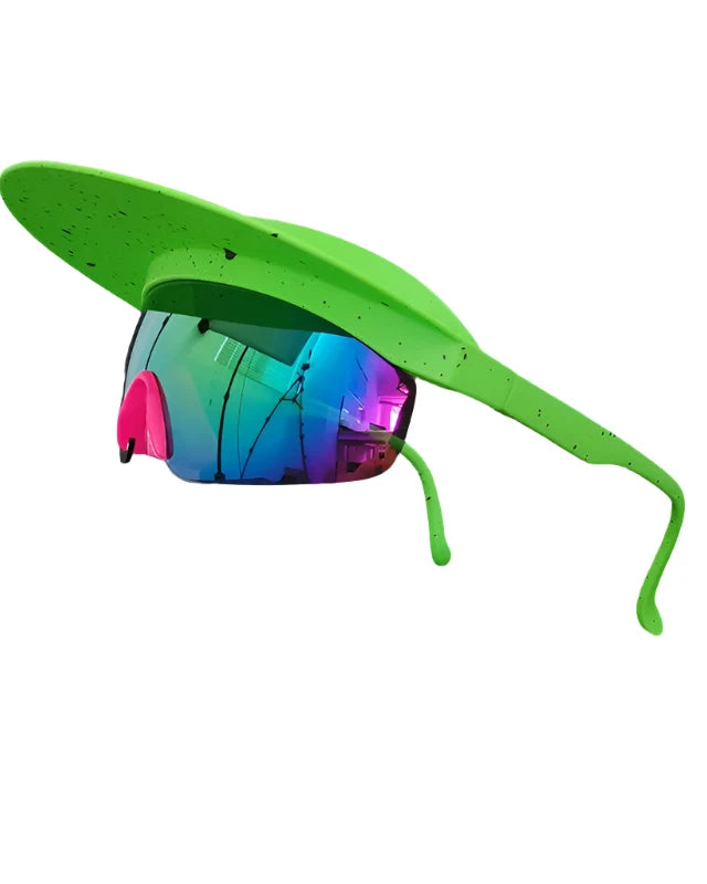 green Cycling Sunglasses with Visor Festival Outfit Fashion Concert Rave outfits