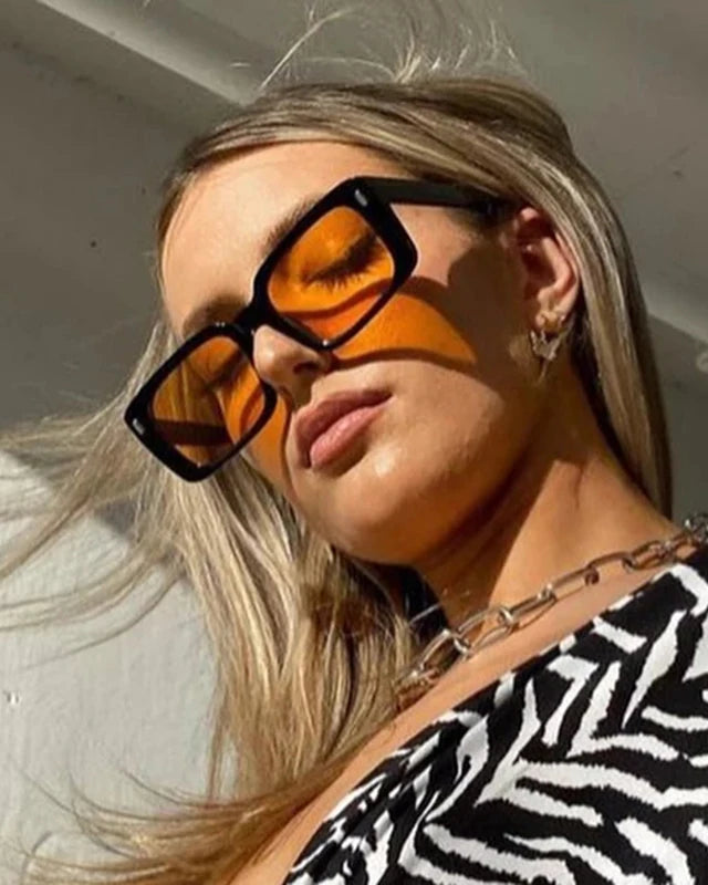 orange lens black frame Oversized Square Sunglasses