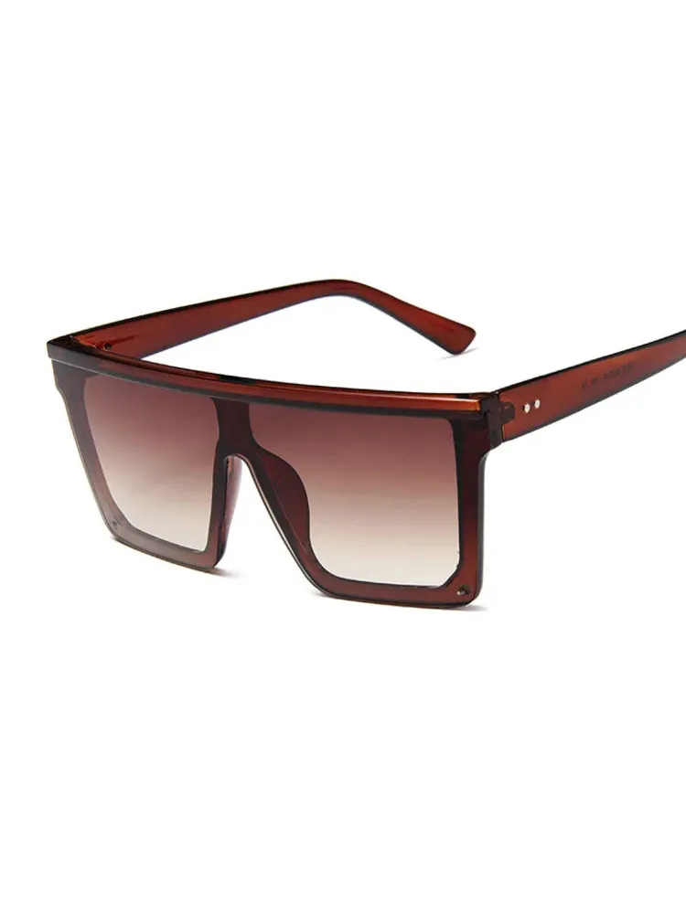 Lunettes de Soleil carrées surdimensionnées marron foncé