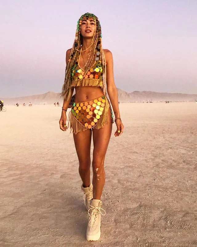 Festival Top and Tassel Mini Skirt Set