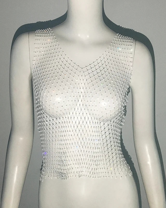 white Sexy Fishnet Top Tank Festival outfit