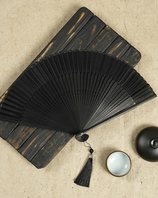 Black Folding Hand Fan festival accessories