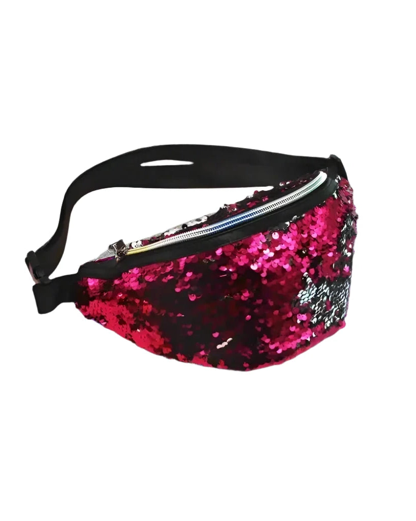 Red Sequins Waist Bag