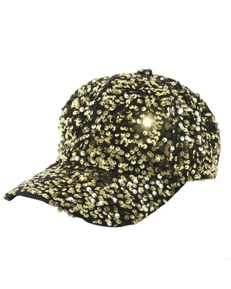 Gorra de Lentejuelas con Brillo Dorado para Festival