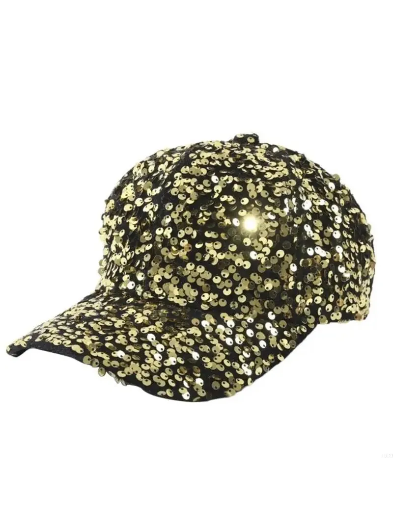 Gorra de Lentejuelas con Brillo Dorado para Festival