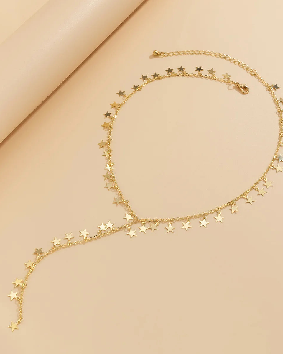 Gold Boho style Necklace with stars festival fashion