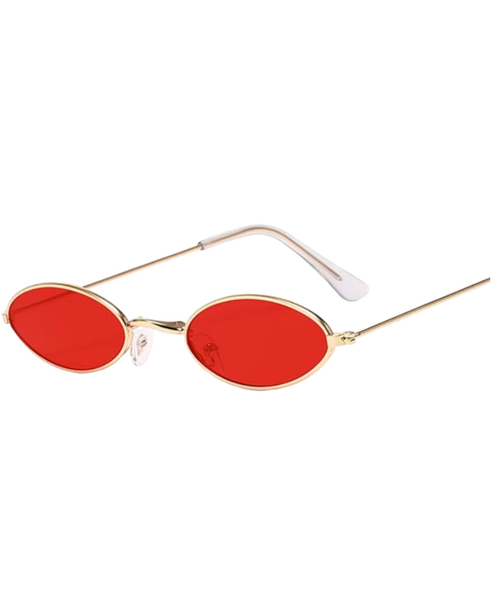 red lens gold frame Retro Oval Sunglasses
