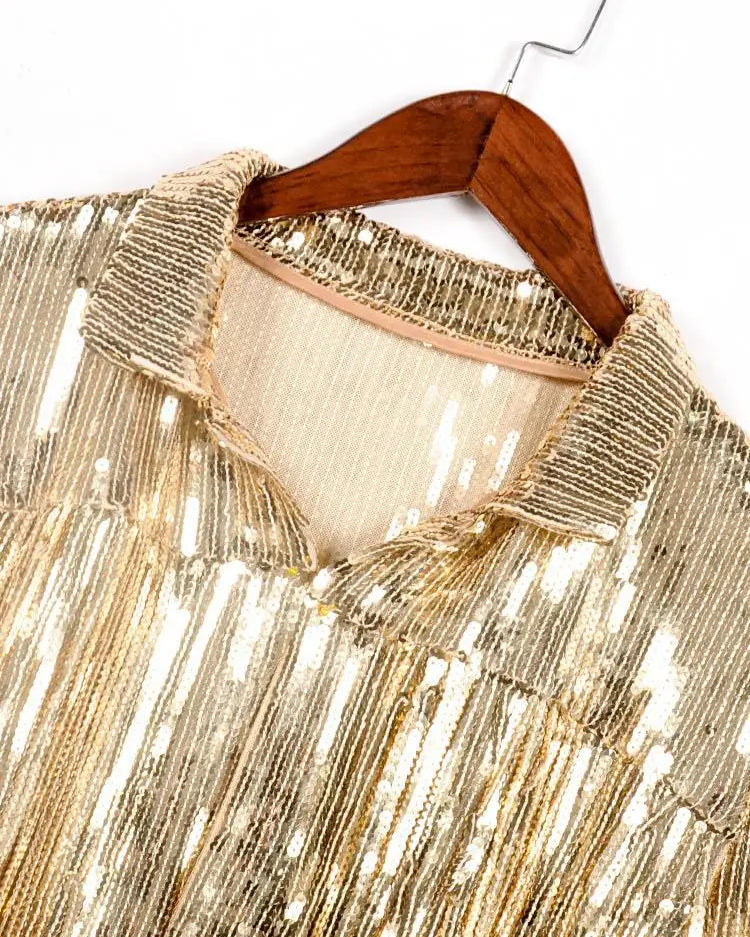 Golden Tassel Sequin Jacket Detail