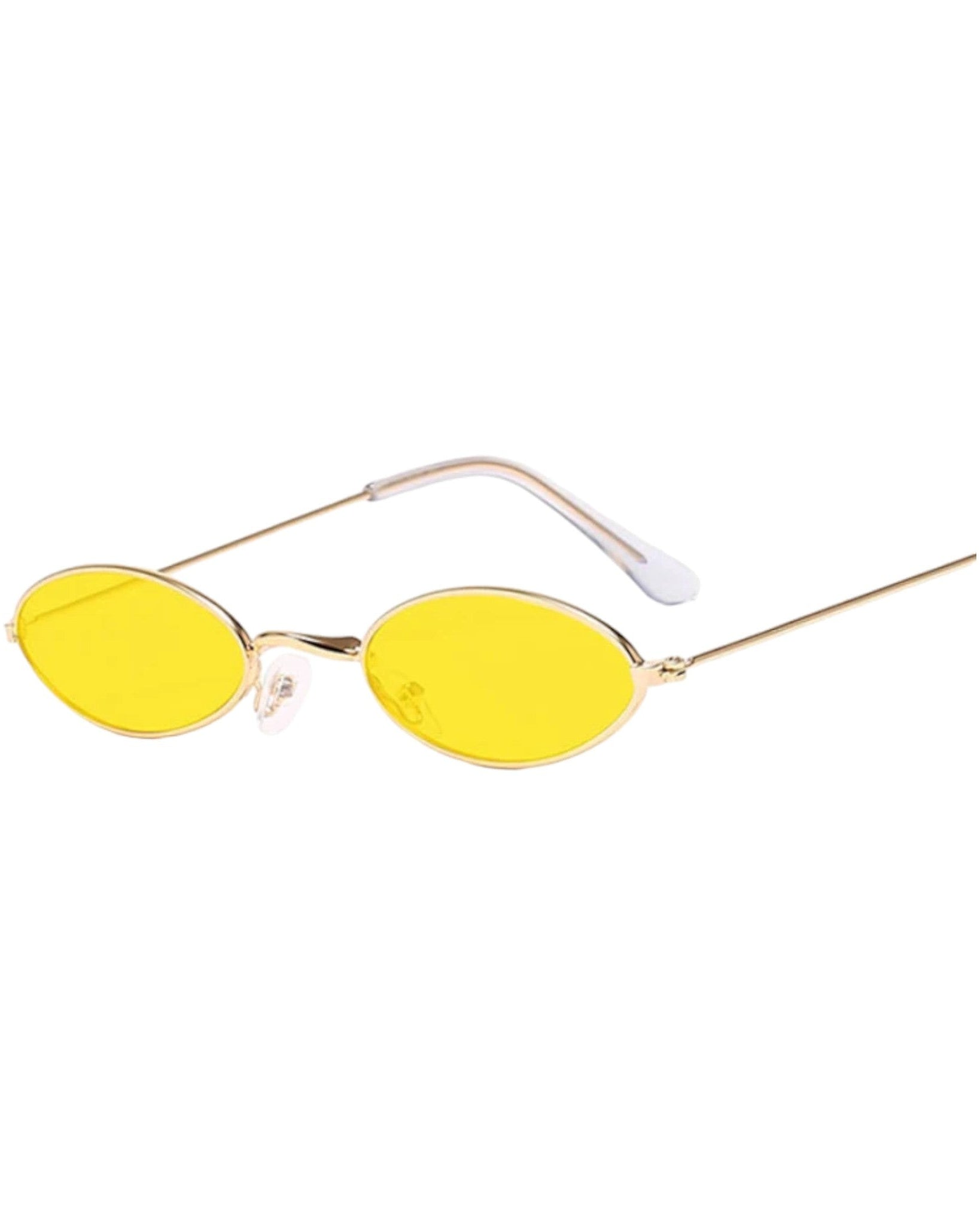 Yellow lens gold frame Retro Oval Sunglasses