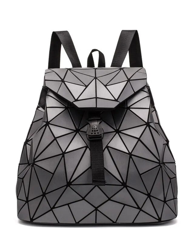 Holographic Backpack, unisex PU leather design, stylish accessory for raves and parties.