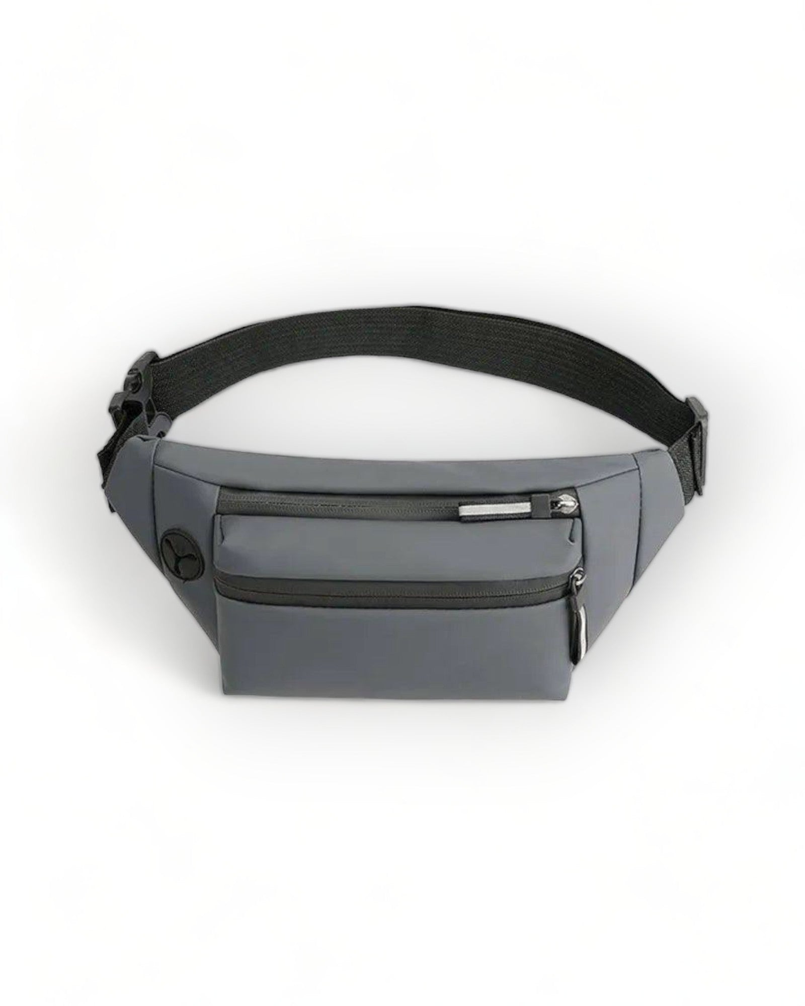 Stylish Waterproof Waist Bag in gray with zip pockets, perfect for festivals and outdoor activities.
