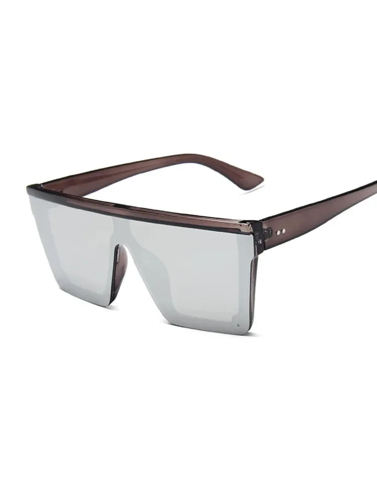 Lunettes de Soleil carrées surdimensionnées Gris Argent