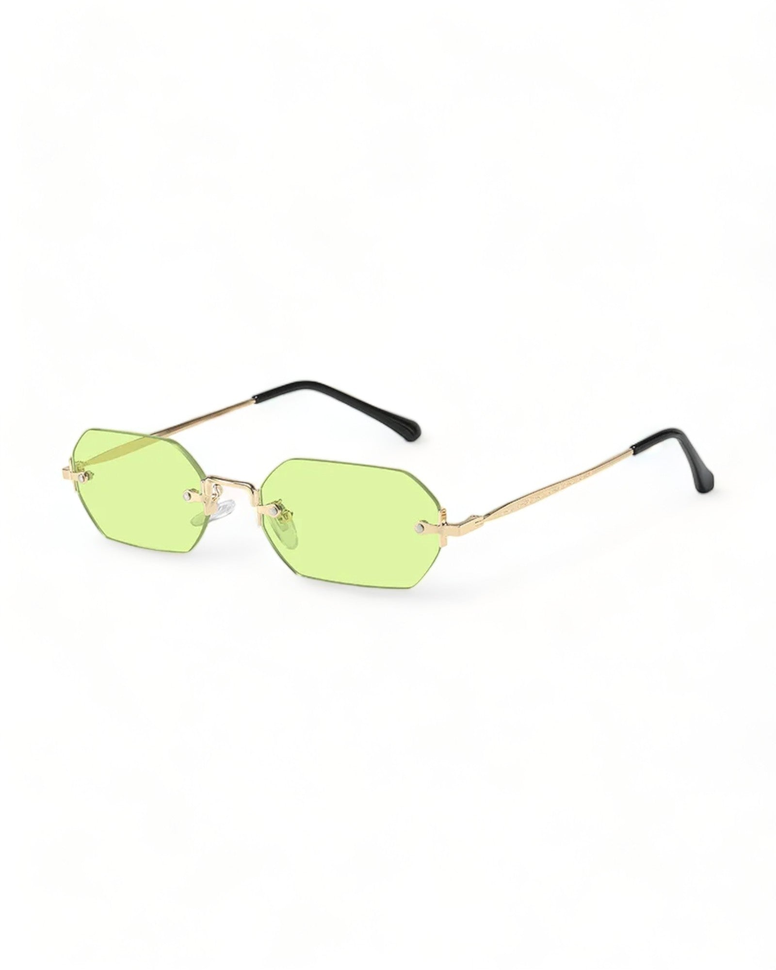 yellow lens gold frame Rimless Hexagonal Sunglasses