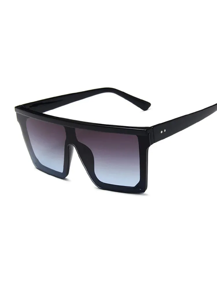 Lunettes de Soleil carrées surdimensionnées à verres gris