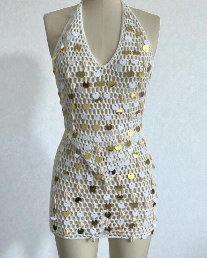 Halter Sleeveless Top and Skirt Set