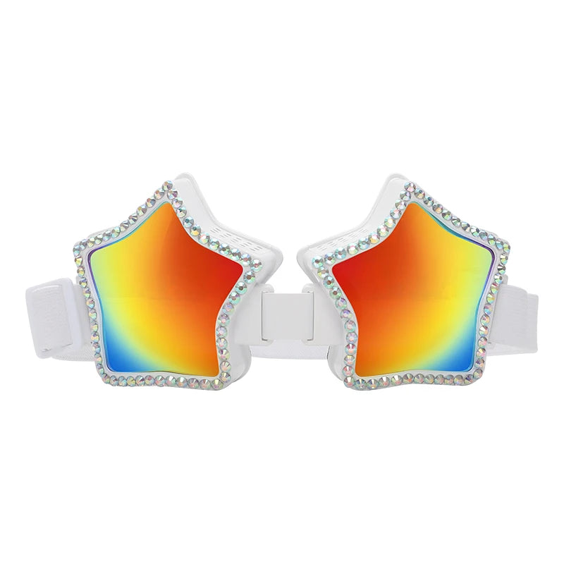 Heart Shaped Goggle Sunglasses Steampunk Cyberpunk White crystals Burning man Festival Rave