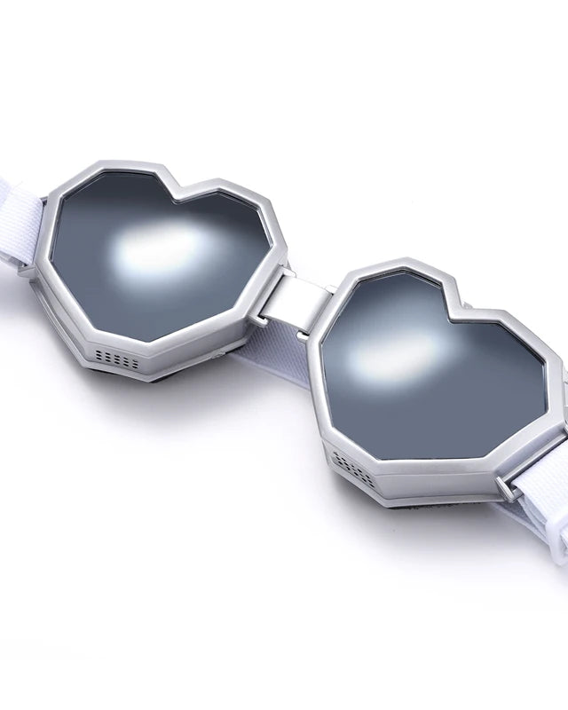Heart Shaped Goggle Sunglasses Steampunk Cyberpunk White Burning man Festival Rave