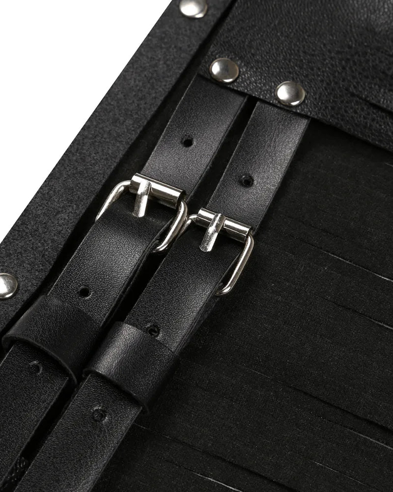 black Leather Fringe Skirt