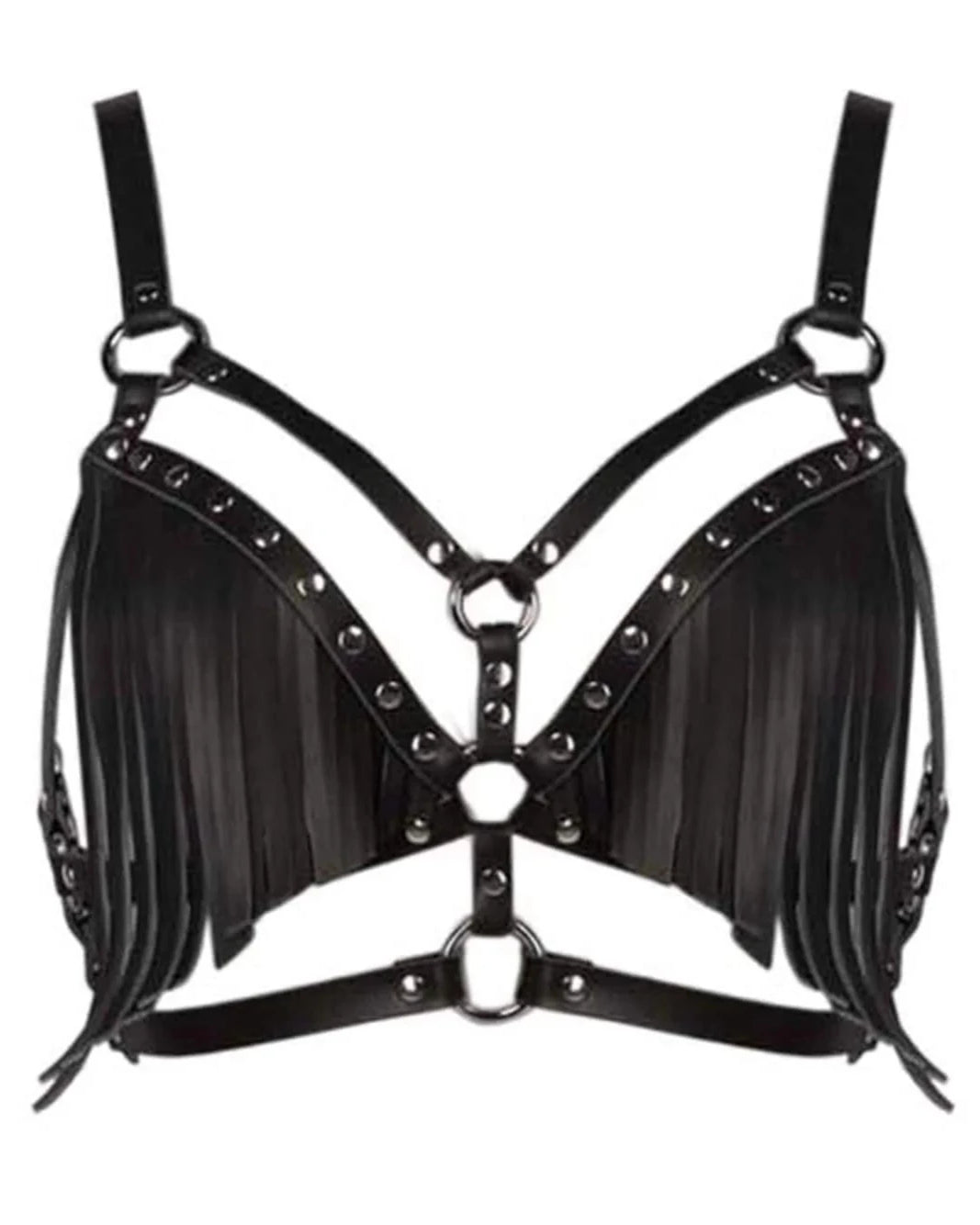 black Leather Harness Rave outfit Cosplay