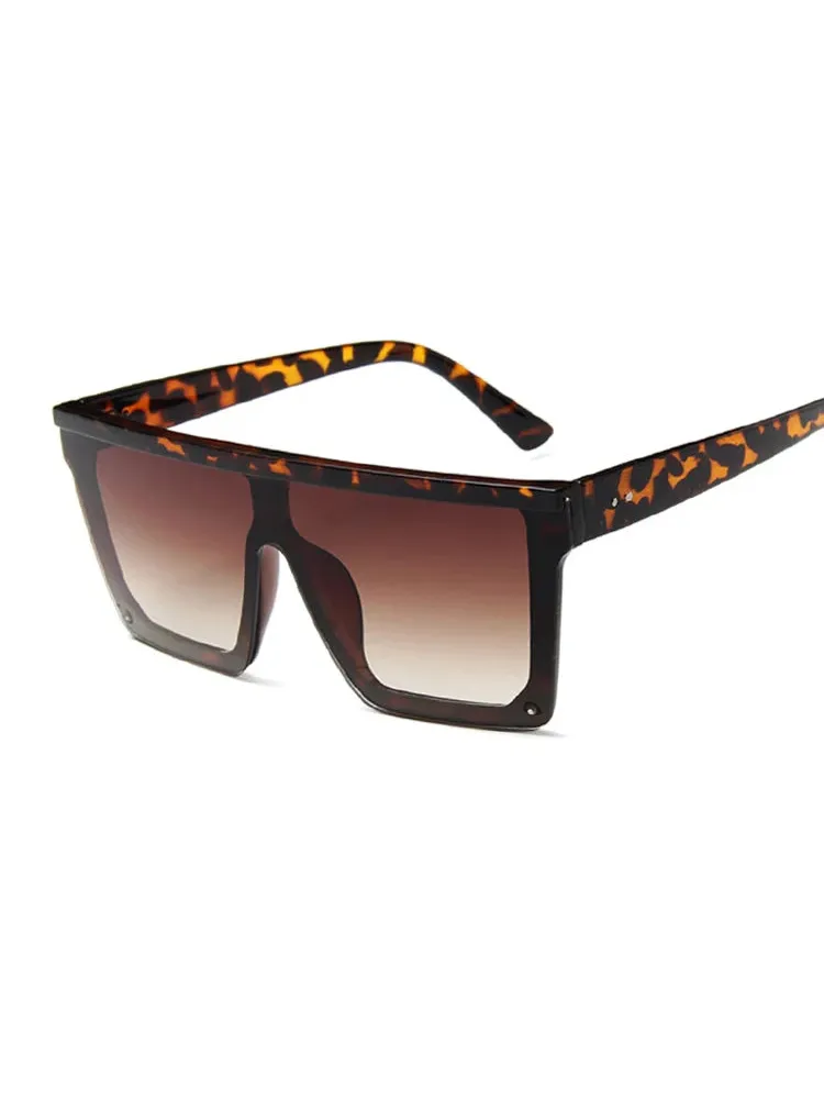 Lunettes de Soleil Carrées Surdimensionnées Léopard