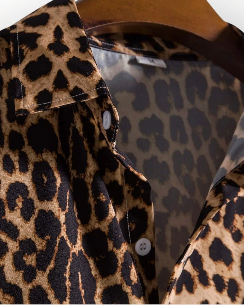Short Sleeve Leopard Print Festival Shirt