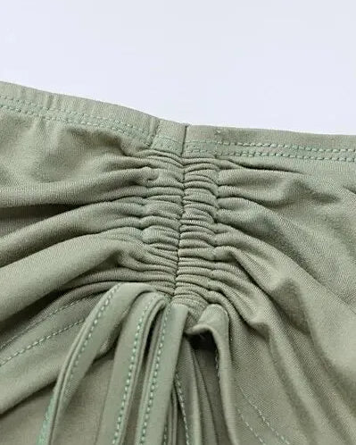 Green Long Sleeve Crop Top with Mini Skirt