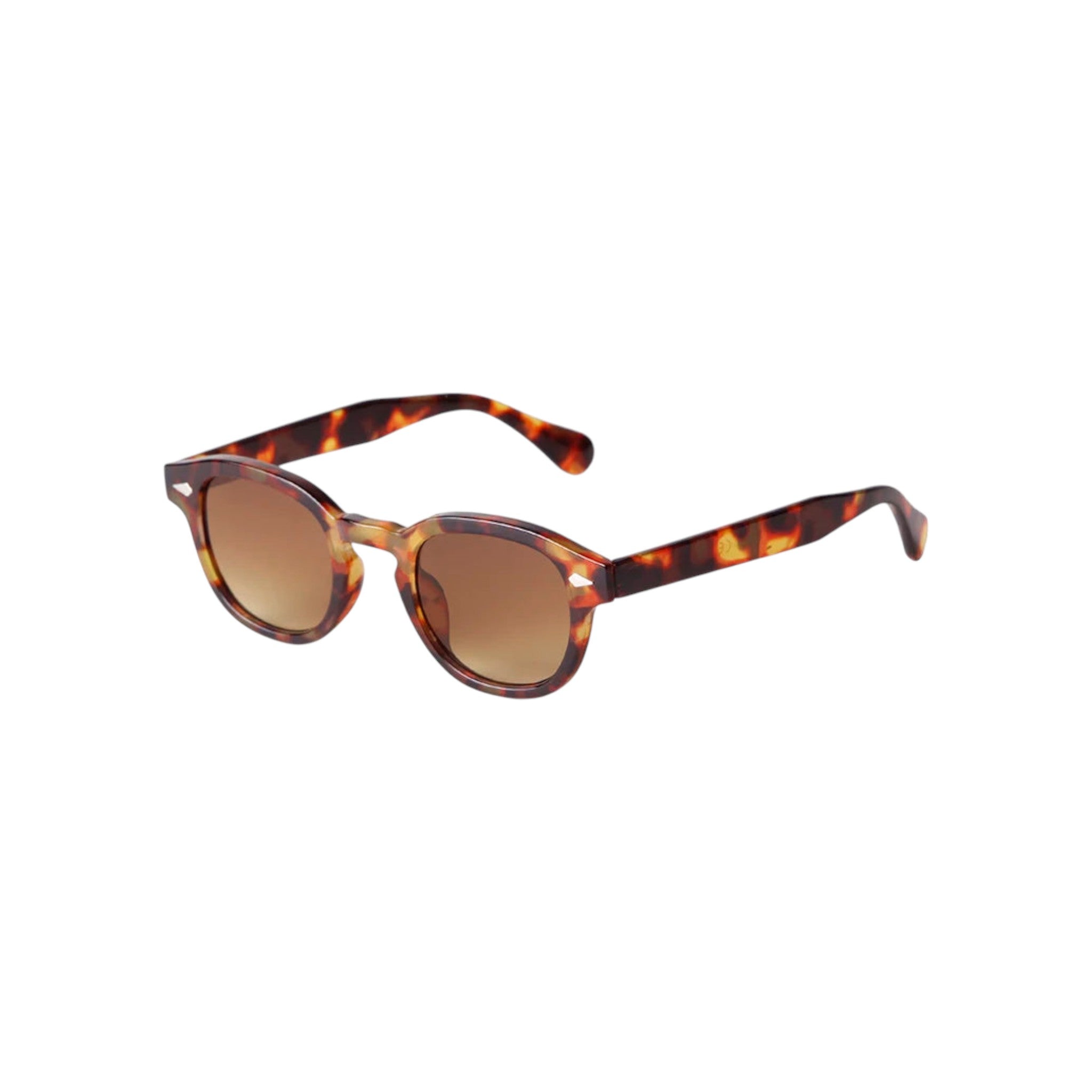 MALTA - Vintage Round Sunglasses with polarized UV-400 lens protection in tortoiseshell design.