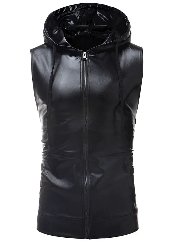 Black Metallic Hooded T-Shirt