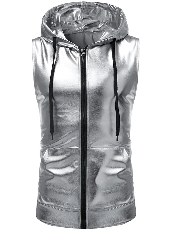 Silver Metallic Hooded T-Shirt